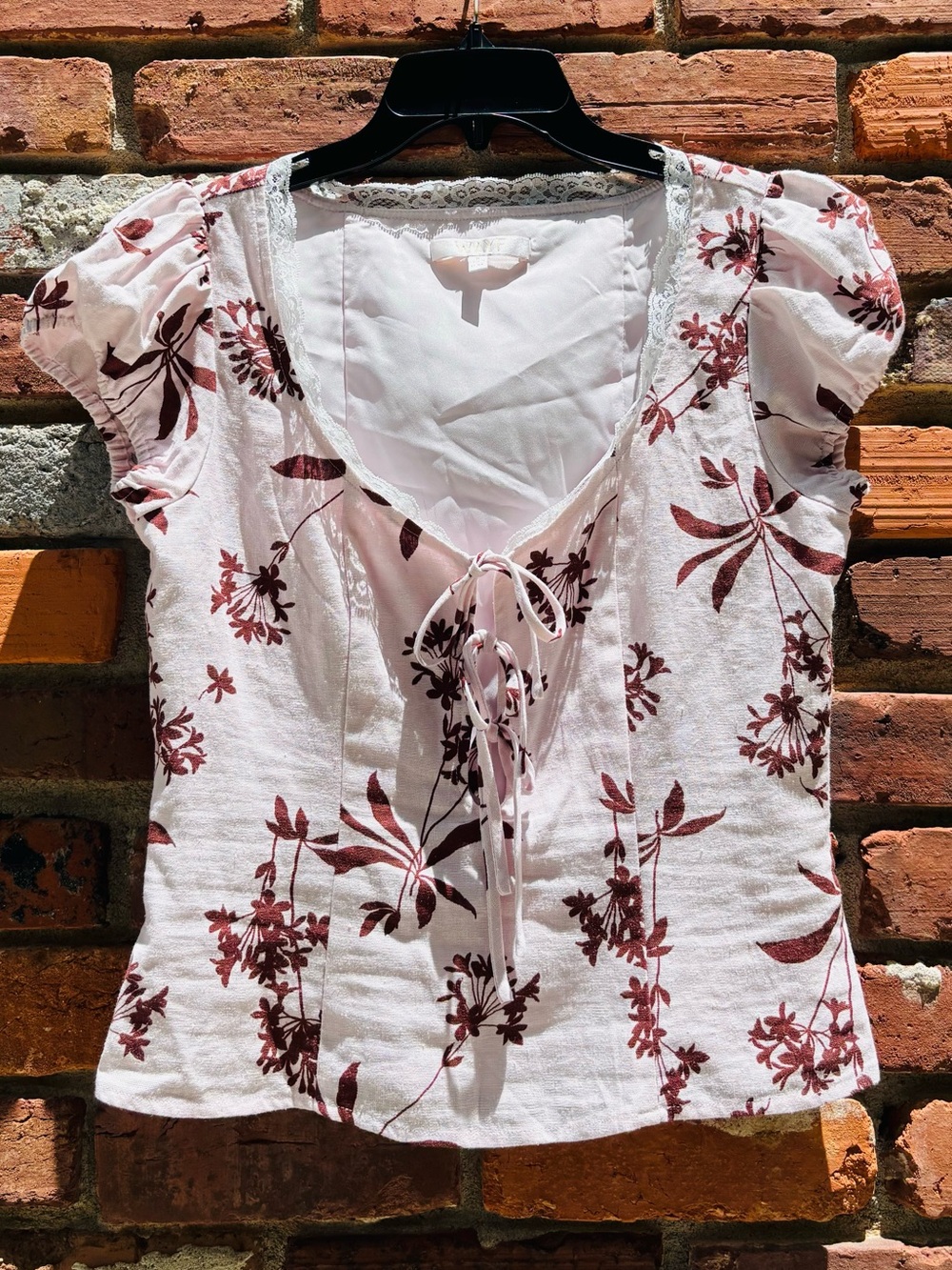 WAYF floral tie front blouse